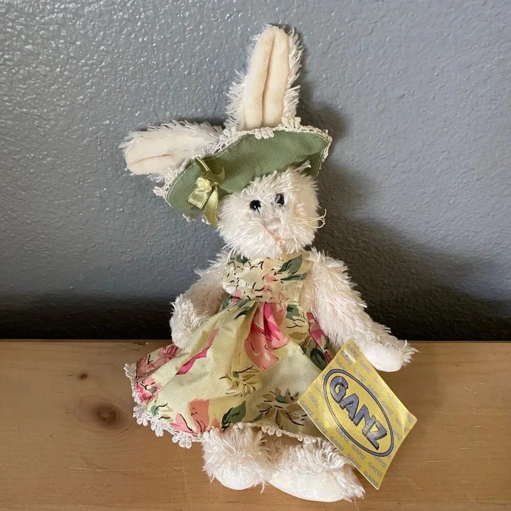 Vintage Ganz Plush Bunny Clarice With‎ Floral Dress & Hat